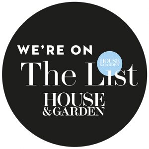 Logo for House and Garden which reads 'We're on The List - House & Garden'